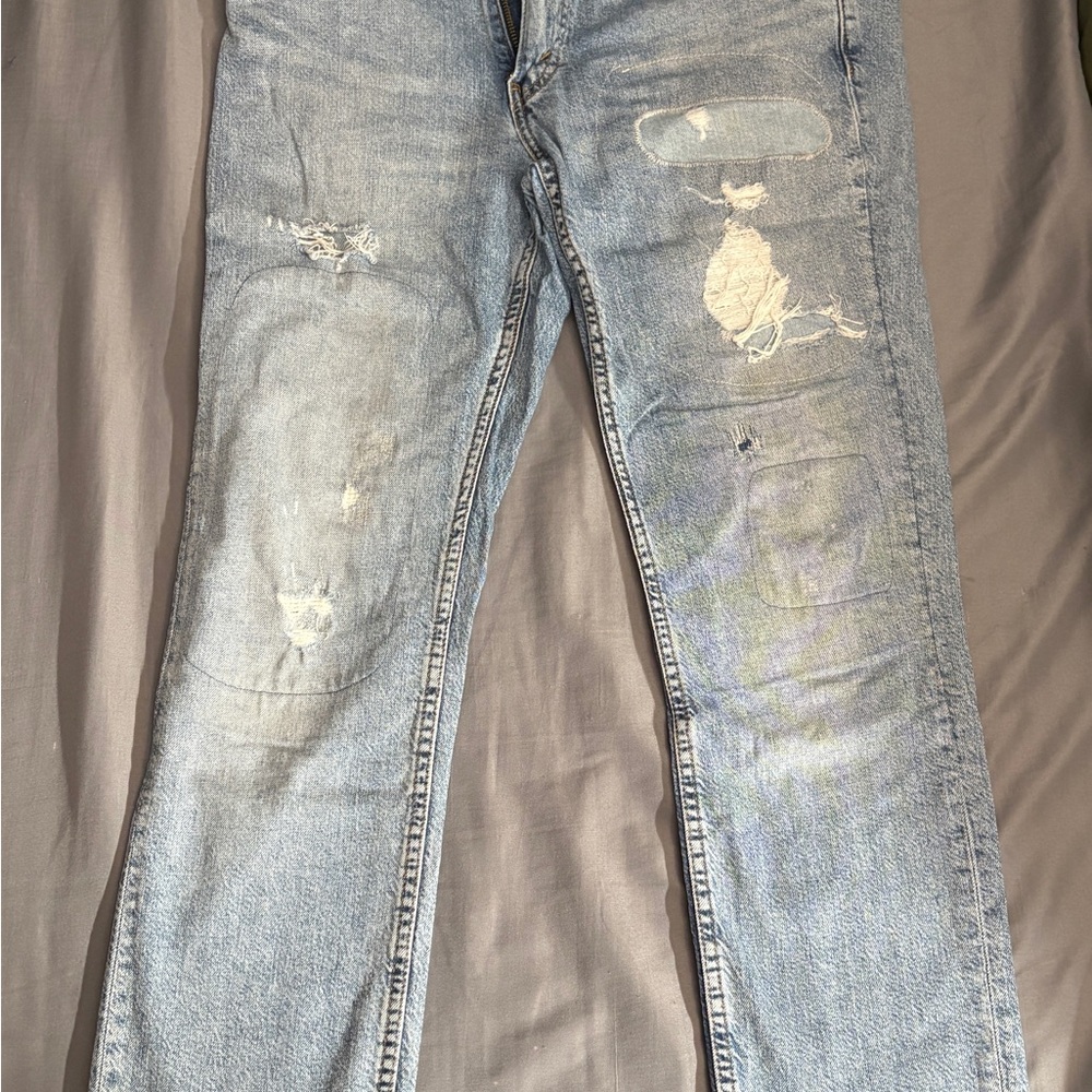 Levi's Men's Light Blue Distressed Skinny Jeans